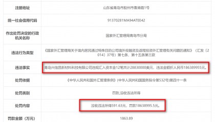 外汇局青岛市分局回应开出千万元罚单：按照其非法汇入金额10%的比例处罚